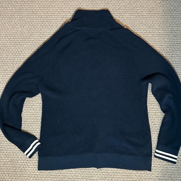 A112 Abercrombie & Fitch XL Shawl Collar Varsity Cardigan Navy Preppy Academia - Picture 8 of 8
